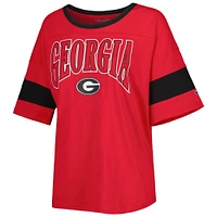 Women's Champion Red Georgia Bulldogs Jumbo Arch Striped Half-Sleeve T-Shirt