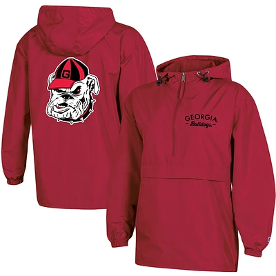 Women's Champion Red Georgia Bulldogs Packable Half-Zip Light Rain Jacket