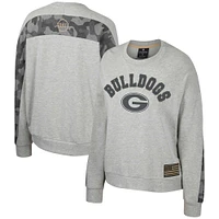 Sweat-shirt Colosseum Heather Grey Georgia Bulldogs OHT pour femmes, drapeau d'appréciation militaire, rang Dolman