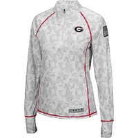 Colosseum White Georgia Bulldogs OHT Military Appreciation Officer Arctic Camo Fitted Lightweight 1/4-Zip Jacket