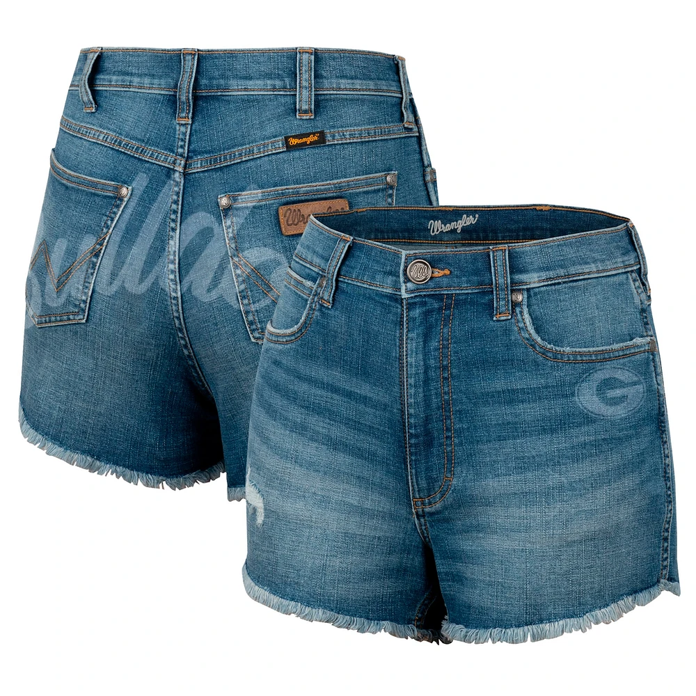 Women's Colosseum x Wrangler Blue Georgia Bulldogs Retro High Rise Cut-Off Shorts