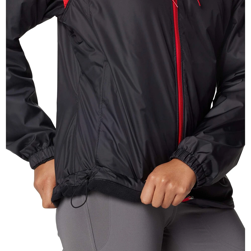 Veste coupe-vent à capuche entièrement zippée Columbia Georgia Bulldogs Flash Forward pour femme, rouge/noir