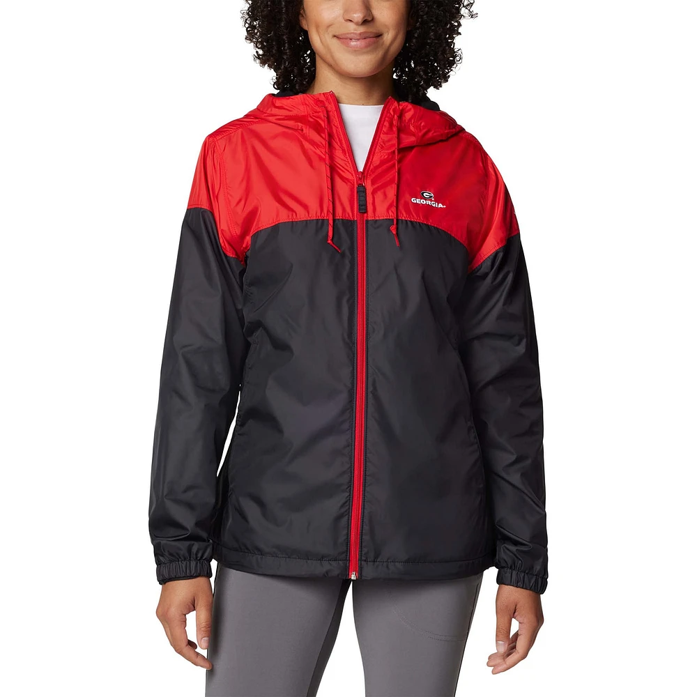 Veste coupe-vent à capuche entièrement zippée Columbia Georgia Bulldogs Flash Forward pour femme, rouge/noir