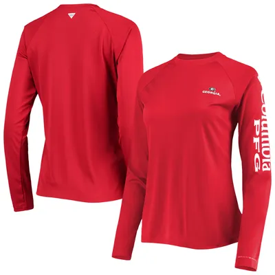 Georgia Bulldogs Columbia Women's PFG Tidal Long Sleeve T-Shirt - Red
