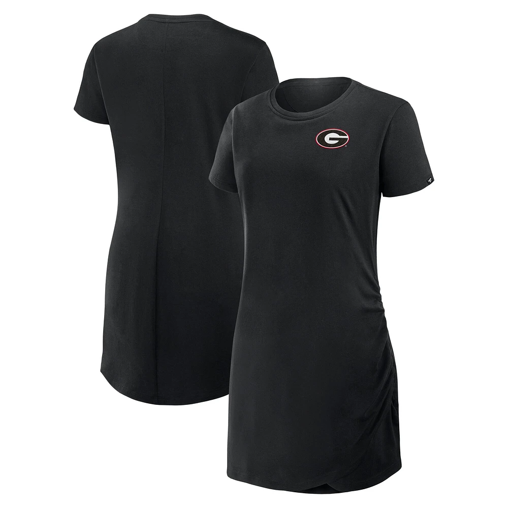 Women's Fanatics Black Georgia Bulldogs Ruched Drape T-Shirt Dress