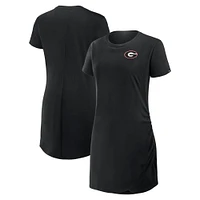 Women's Fanatics Black Georgia Bulldogs Ruched Drape T-Shirt Dress