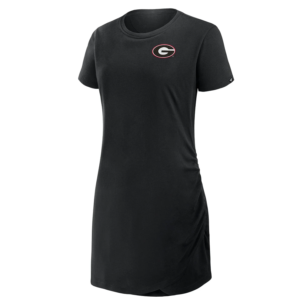 Women's Fanatics Black Georgia Bulldogs Ruched Drape T-Shirt Dress