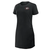 Women's Fanatics Black Georgia Bulldogs Ruched Drape T-Shirt Dress