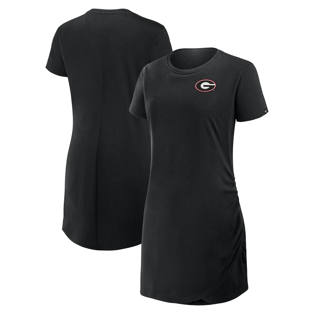 Women's Fanatics Black Georgia Bulldogs Ruched Drape T-Shirt Dress