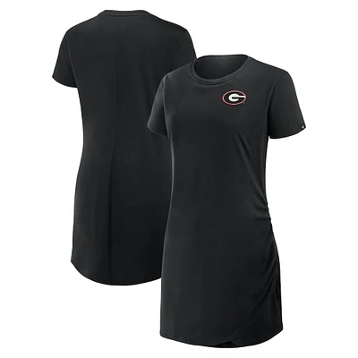 Women's Fanatics Black Georgia Bulldogs Ruched Drape T-Shirt Dress