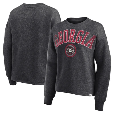 Women's Fanatics Heather Charcoal Georgia Bulldogs Heritage Oversized Tradition Fleece Sweatshirt