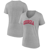 T-shirt à col en V Basic Arch pour femmes Fanatics Heather Grey Georgia Bulldogs