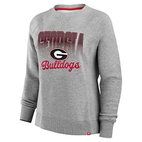 Women's Fanatics Heather Gray Georgia Bulldogs Training Camp Hit Hard Fleece Pullover Sweatshirt