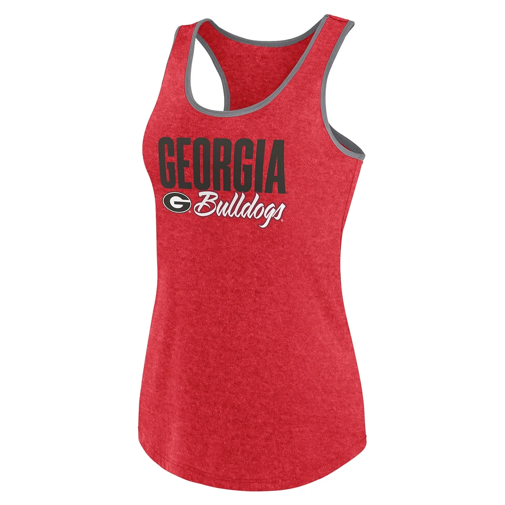 Women's Fanatics Heather Red Georgia Bulldogs Fuel Racerback Tank Top