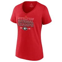 Women's Fanatics Red Georgia Bulldogs College Football Playoff 2022 National Champions Schedule V-Neck T-Shirt