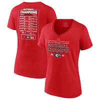 Women's Fanatics Red Georgia Bulldogs College Football Playoff 2022 National Champions Schedule V-Neck T-Shirt