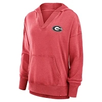 Women's Fanatics  Red Georgia Bulldogs Initiative Snow Wash French Terry V-Neck Pullover Hoodie