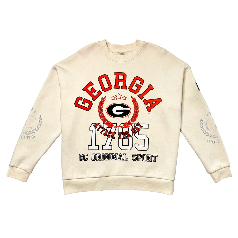 Women's Gameday Couture Cream Georgia Bulldogs Slay Pullover Sweatshirt