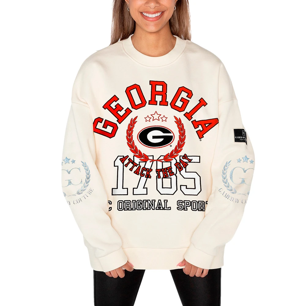 Women's Gameday Couture Cream Georgia Bulldogs Slay Pullover Sweatshirt