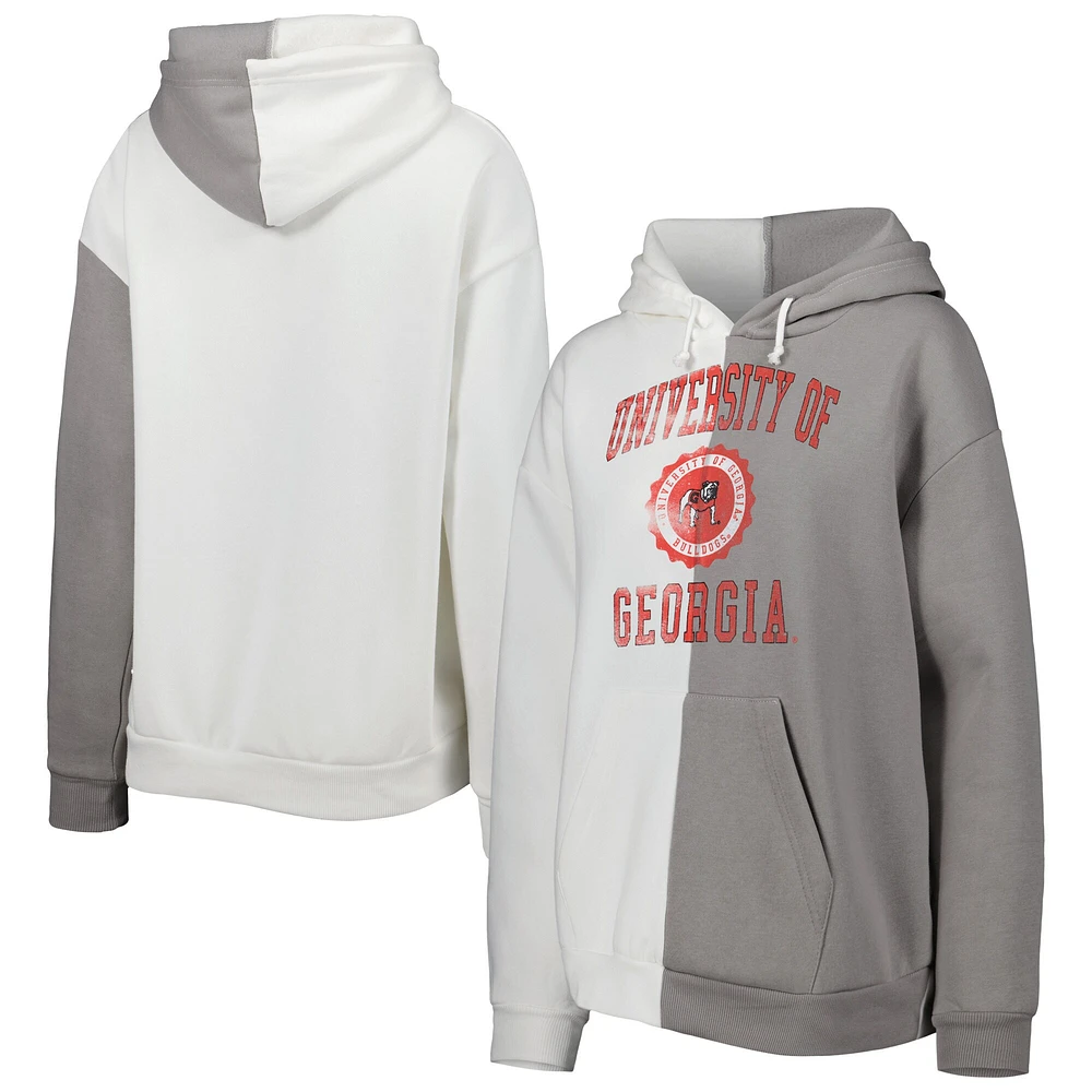 Sweat à capuche fendu Georgia Bulldogs Gameday Couture pour femme, gris/blanc