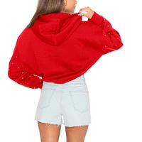 Women's Gameday Couture Red Georgia Bulldogs Can't Lose Rhinestone Cropped Pullover Hoodie