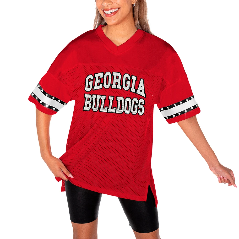 Women's Gameday Couture Red Georgia Bulldogs Until Kickoff Rhinestone Fashion T-Shirt