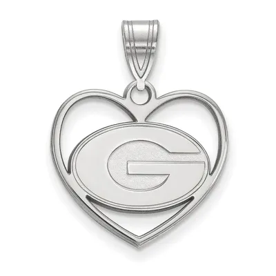 Georgia Bulldogs Women's Sterling Silver Logo Heart Pendant