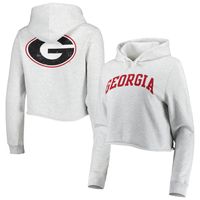 Women's League Collegiate Wear Ash Georgia Bulldogs 2-Hit 1636 Cropped Pullover Hoodie