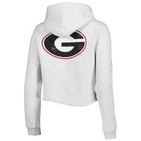 Women's League Collegiate Wear Ash Georgia Bulldogs 2-Hit 1636 Cropped Pullover Hoodie