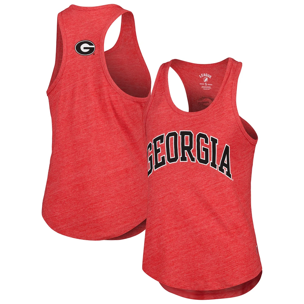 Women's League Collegiate Wear Heather Red Georgia Bulldogs Two-Hit Intramural Tri-Blend Scoop Neck Racerback Tank Top