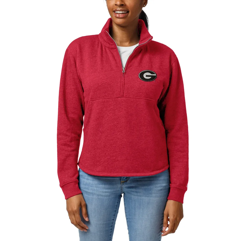 Georgia Bulldogs League Collegiate Wear Women's Victory Springs Tri-Blend Quarter-Zip Pullover Sweatshirt - Heather Red