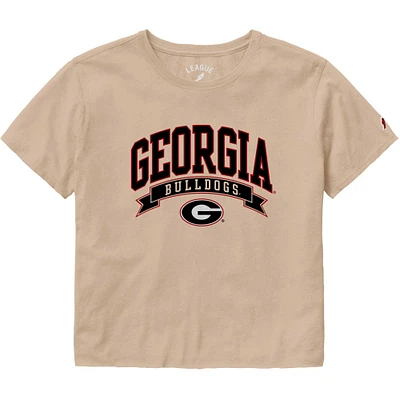 Women's League Collegiate Wear Tan Georgia Bulldogs Banner Clothesline Cropped T-Shirt