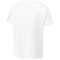 T-shirt à revers roulé blanc Georgia Bulldogs Slub pour femmes de la ligue universitaire