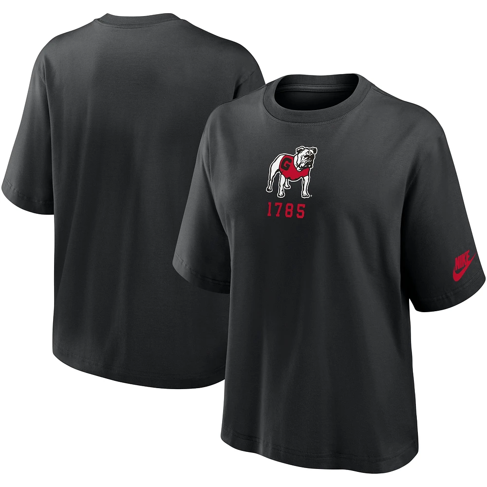 Women's Nike Black Georgia Bulldogs Boxy Legacy Established T-Shirt