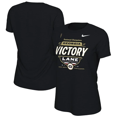 T-shirt Nike noir Georgia Bulldogs College Football Playoff 2021 Champions nationaux Locker Room Victory Lane pour femme