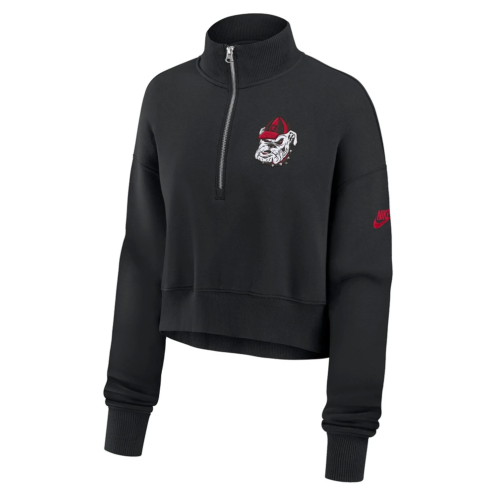 Women's Nike Black Georgia Bulldogs Legacy Elevated Logo Half-Zip Sweatshirt