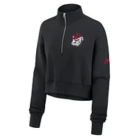 Women's Nike Black Georgia Bulldogs Legacy Elevated Logo Half-Zip Sweatshirt
