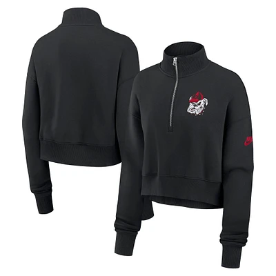 Women's Nike Black Georgia Bulldogs Legacy Elevated Logo Half-Zip Sweatshirt