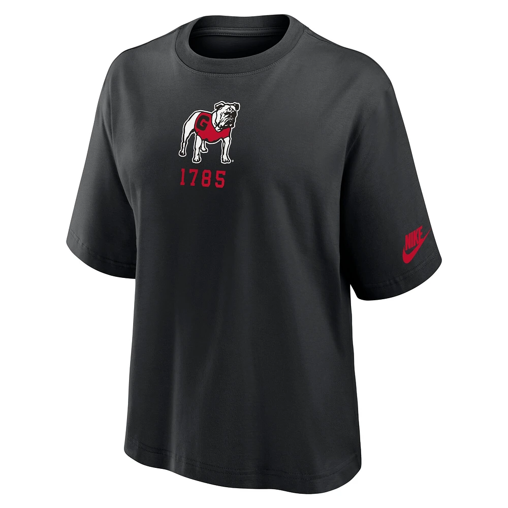 Women's Nike Black Georgia Bulldogs Legacy Established Boxy T-Shirt