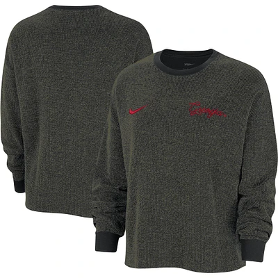 Women's Nike  Black Georgia Bulldogs Yoga Script Pullover Sweatshirt