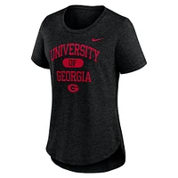 Women's Nike Heather Black Georgia Bulldogs Blitz Tri-Blend T-Shirt