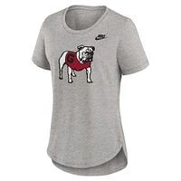 T-shirt Nike gris chiné Georgia Bulldogs Legacy Tri-Blend pour femme