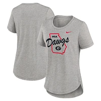 T-shirt Nike Heather Grey Georgia Bulldogs Local Campus Location Mantra Tri-Blend pour femme