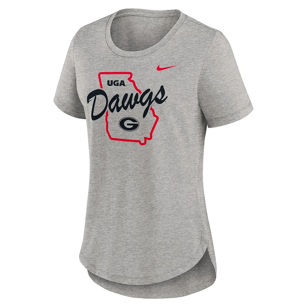 T-shirt Nike Heather Grey Georgia Bulldogs Local Campus Location Mantra Tri-Blend pour femme