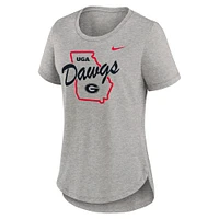 Women's Nike Heather Gray Georgia Bulldogs Local Campus Location Mantra Tri-Blend T-Shirt