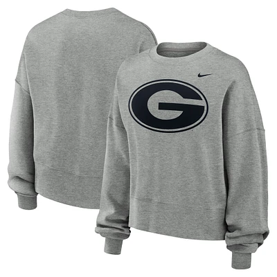 Women's Nike Heather Gray Georgia Bulldogs Oversized Essential Pullover Sweatshirt