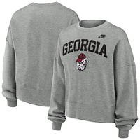 Sweat-shirt classique surdimensionné Nike gris chiné Georgia Bulldogs pour femme