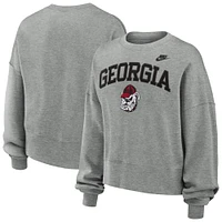 Sweat-shirt classique surdimensionné Nike gris chiné Georgia Bulldogs pour femme