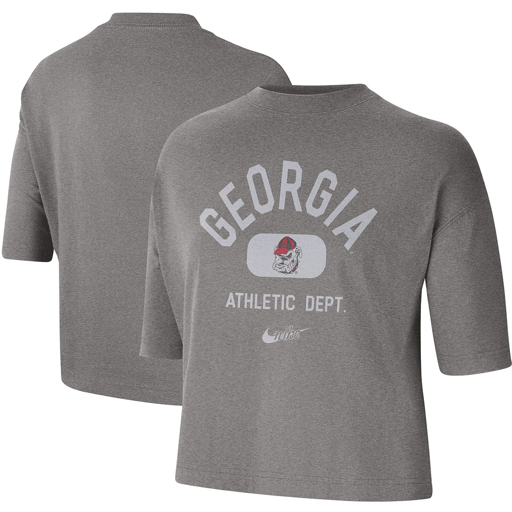 T-shirt Boxy Georgia Bulldogs Nike Gris chiné pour Femme