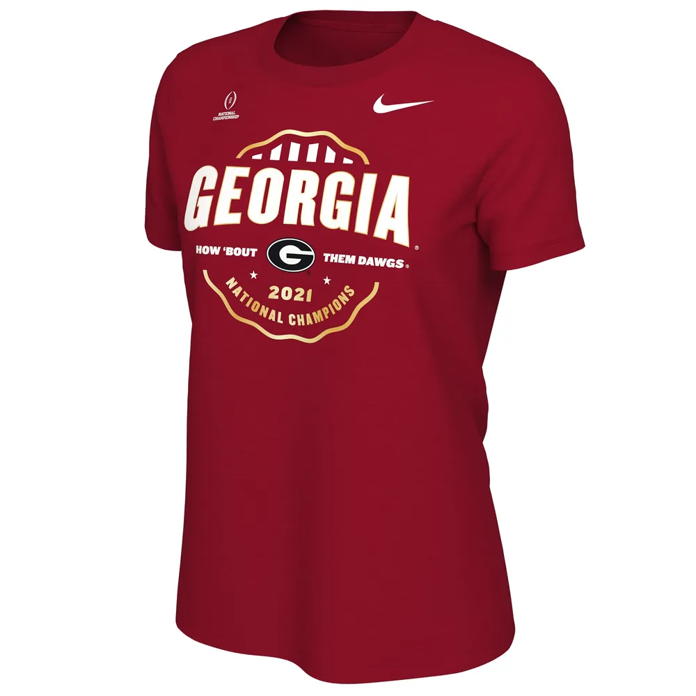 T-shirt Nike rouge Georgia Bulldogs College Football Playoff 2021 National Champions Seal Celebration pour femme